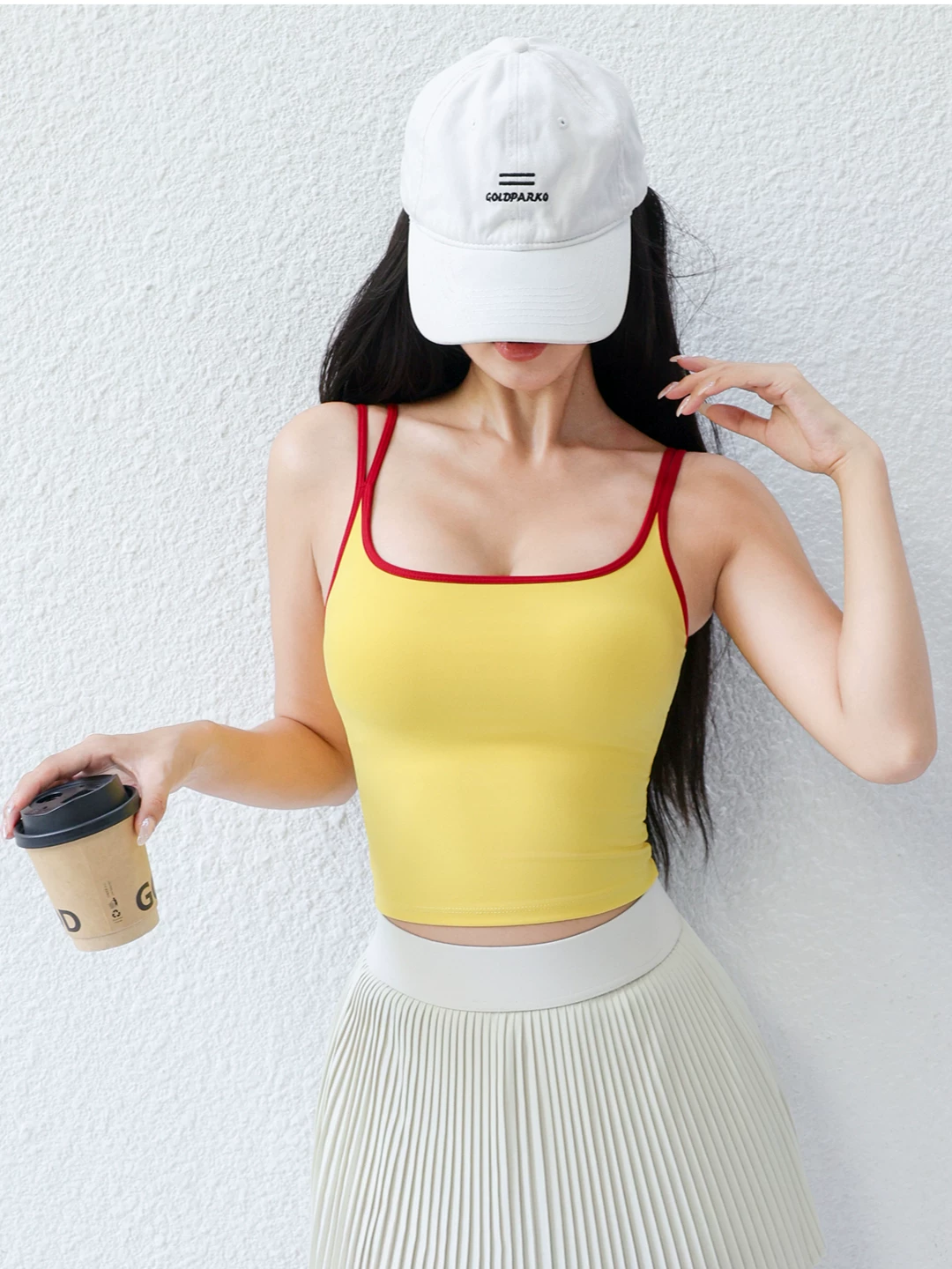 Áo vest thể thao mới của Jiumai Yipin, đồ lót chạy bộ chống sốc một mảnh, phối màu, thiết kế lưng đẹp, trang phục tập yoga không tay.