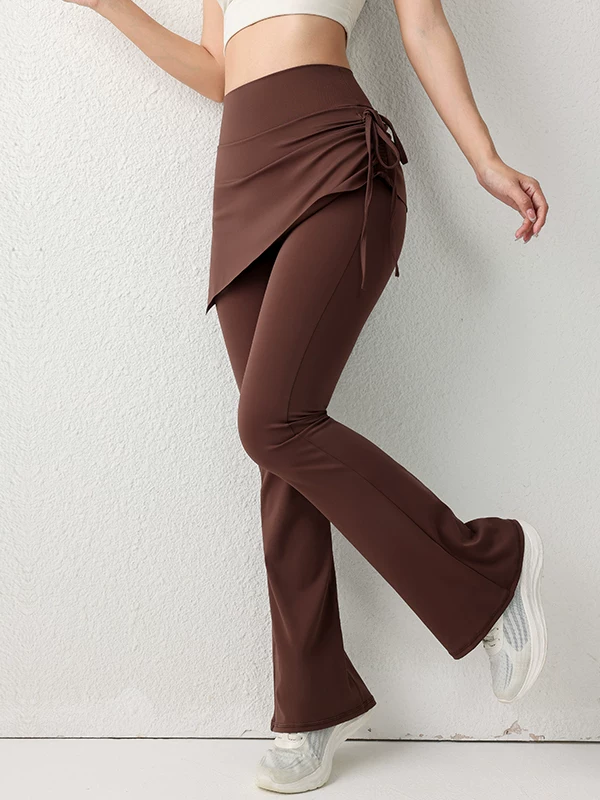 Quần váy tập yoga có dây rút bên hông dành cho nữ, quần tập chạy bộ, quần tập thể dục, quần váy thể thao cạp cao hai trong một cho mùa xuân.