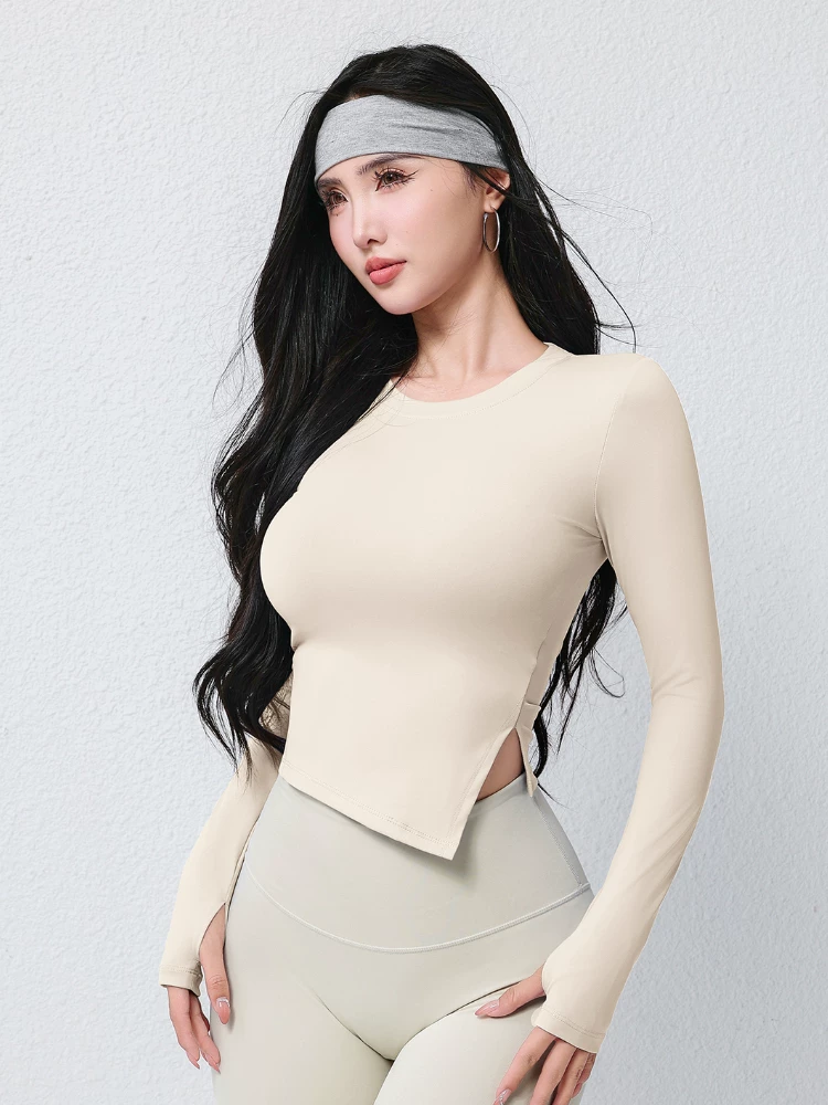 Quần áo tập yoga dài tay, ôm sát, nhanh khô cho mùa thu, áo tập yoga thể thao thông thường ôm sát, quần áo tập thể dục cho nữ