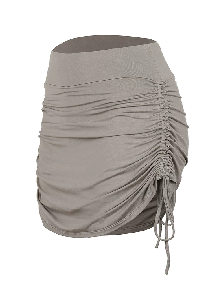 Váy thể thao rộng rãi dành cho nữ với quần short tập yoga chống lộ, quần váy tập thể dục khiêu vũ cạp cao có dây rút nhanh khô, kiểu giả hai mảnh.