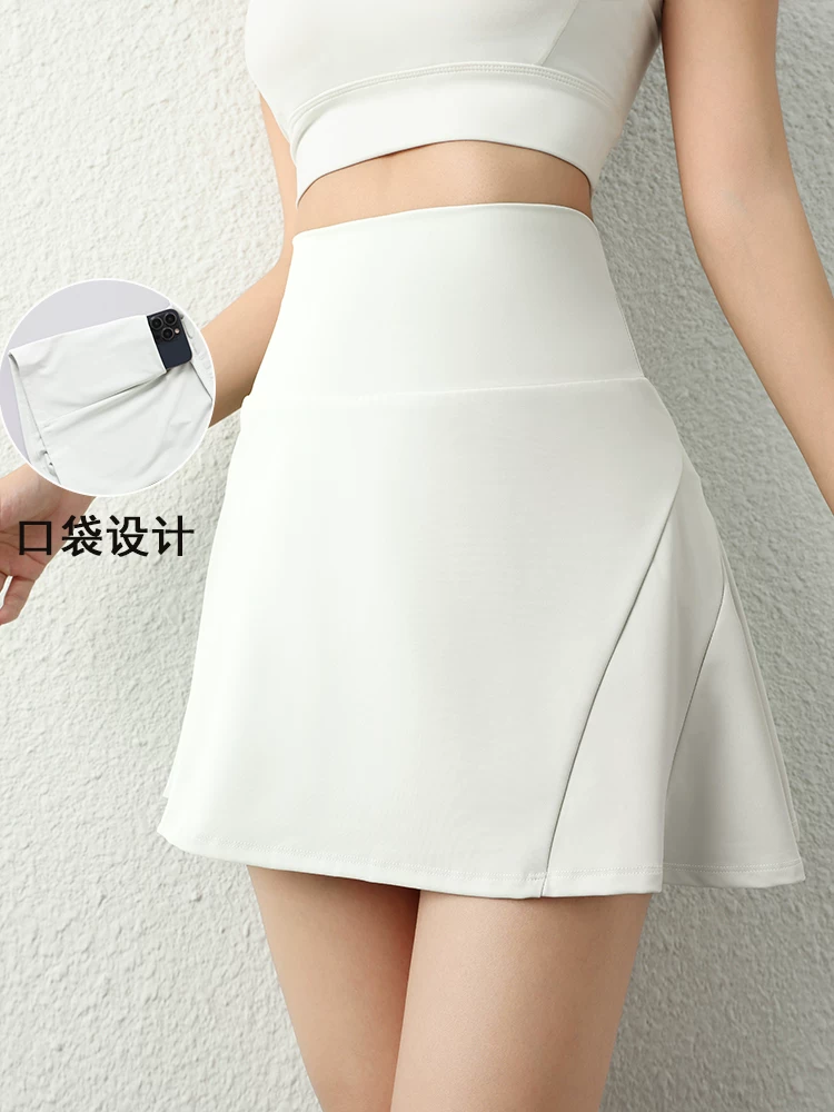 Váy tập yoga, váy tập thể dục chạy marathon, váy tennis, lớp lót cạp quần siêu cao, váy ngắn thể thao chống lộ hàng