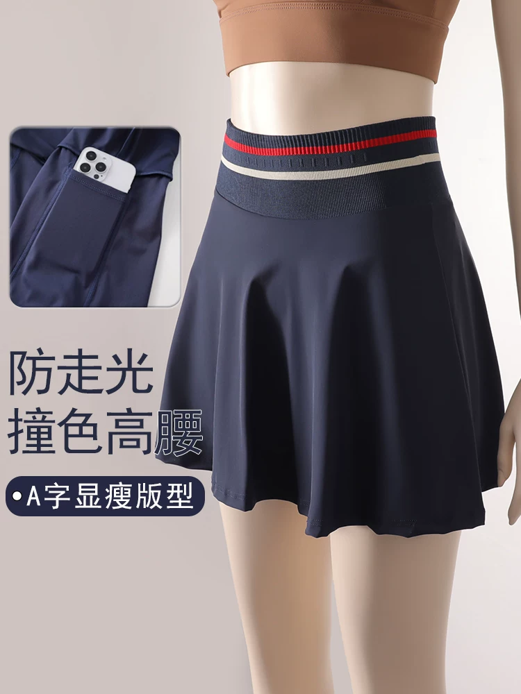 Váy tennis nhanh khô, váy thể thao nữ chơi golf, váy chạy bộ cầu lông, váy ngắn chữ A thông thường, chống lộ hàng.