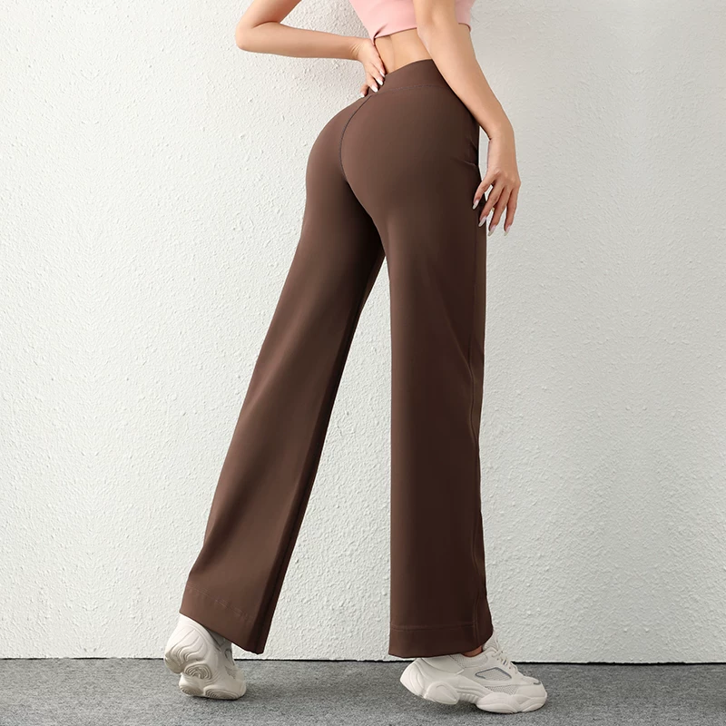 Quần ống đứng có túi lót lông cừu thoải mái cho nữ, quần thể thao cạp cao, quần yoga dáng rộng, nhanh khô, dành cho mùa thu.