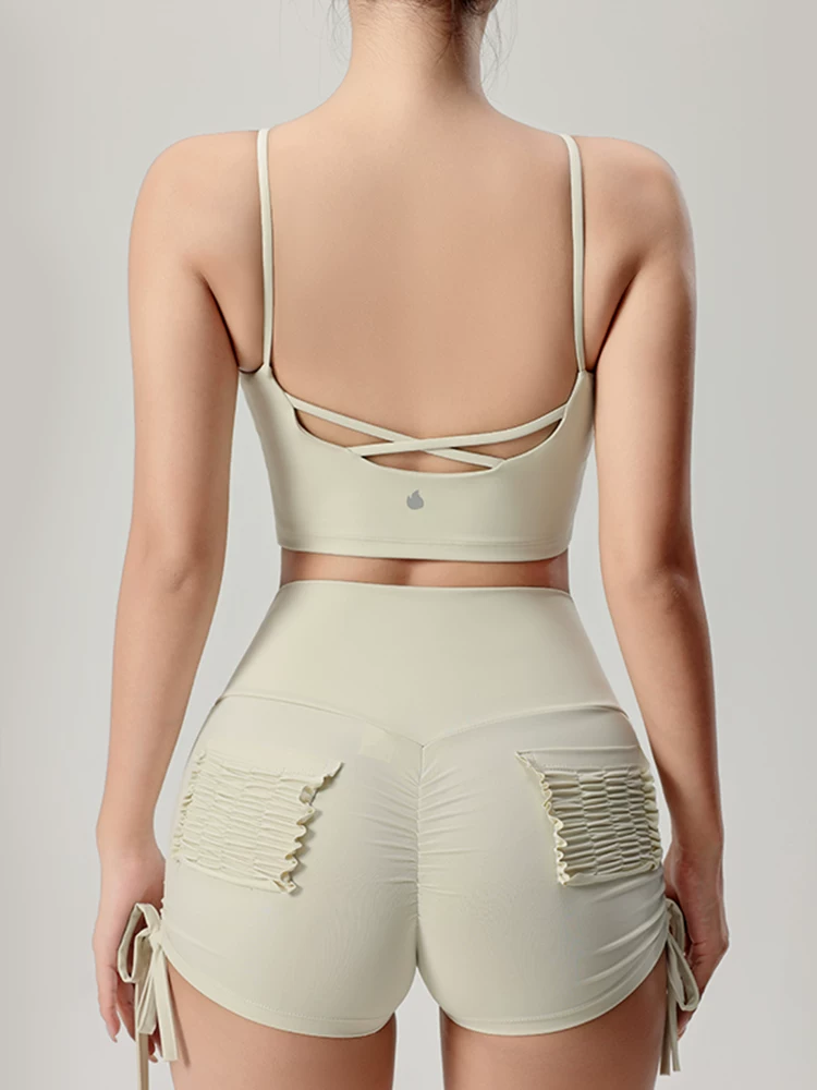 Áo ngực thể thao tích hợp đệm ngực cường độ cao, thiết kế lưng chéo, chống sốc, nâng ngực, áo tập gym nhanh khô, đồ tập yoga dành cho nữ