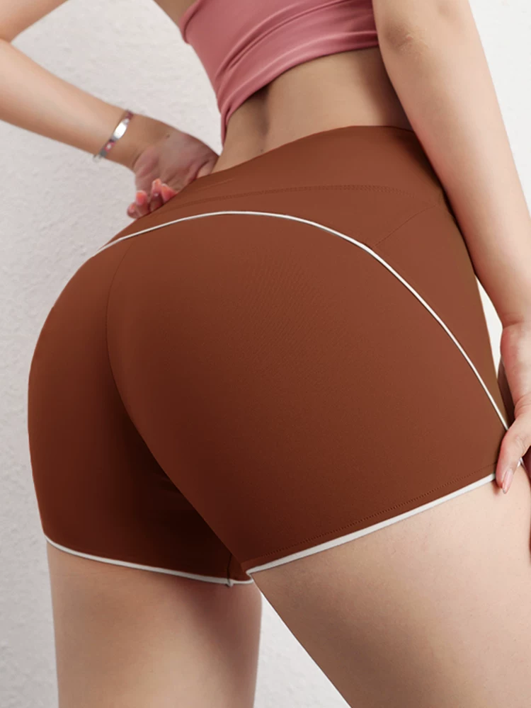 Quần short thể thao nâng mông cạp cao dành cho nữ, quần short chạy bộ bó sát, quần tập yoga dài ba phần tư, quần tập thể dục hình quả đào, phong cách mới.