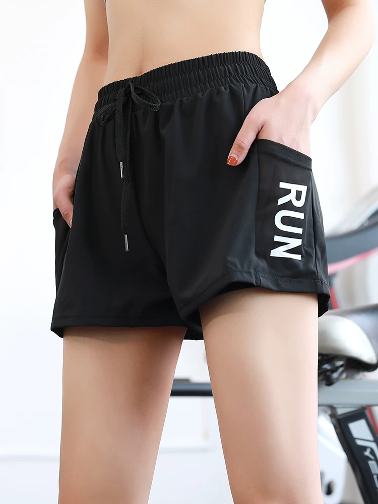 Quần short tập yoga rộng rãi dành cho nữ Jiumai Yipin, quần short tập thể dục nhanh khô chống lộ hàng khi tập chạy bộ.