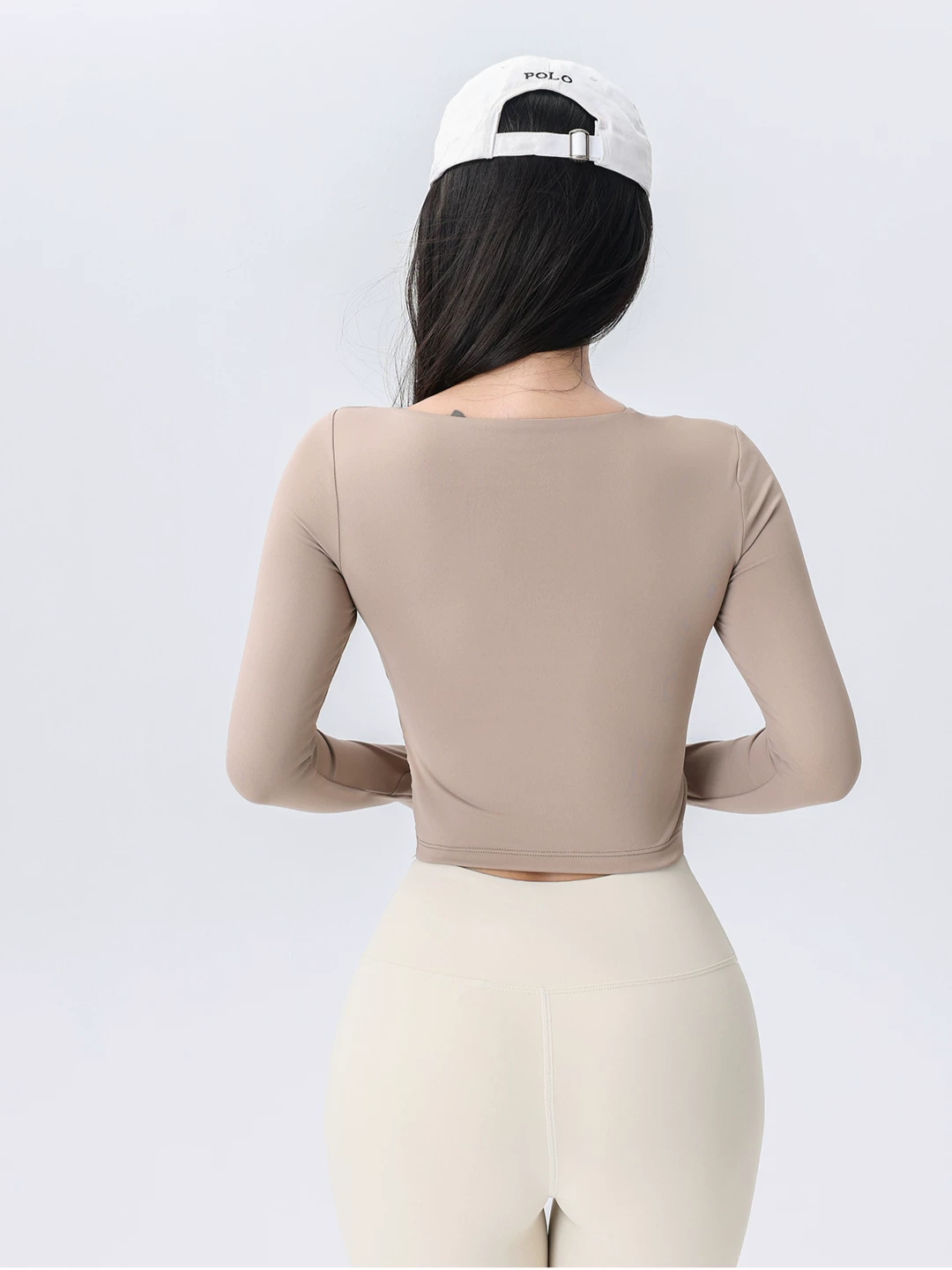 Áo tập yoga tay dài tích hợp đệm ngực cố định dành cho nữ vào mùa xuân và mùa thu, áo tập thể dục giảm béo eo gợi cảm khi tập Pilates