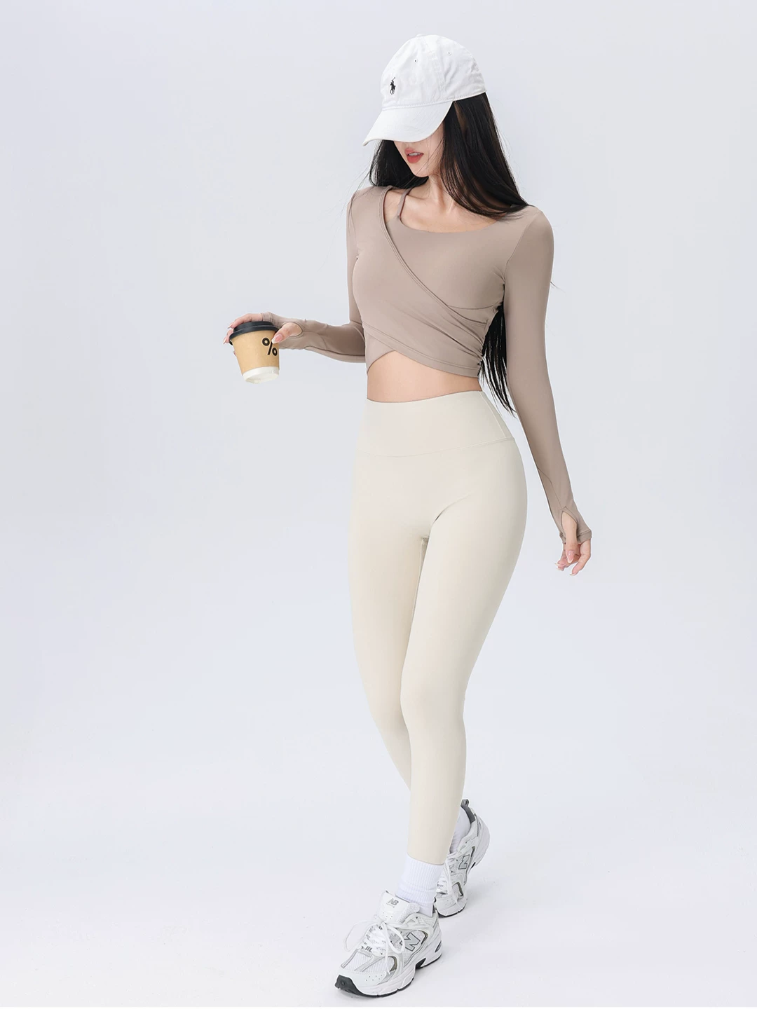 Áo tập yoga tay dài tích hợp đệm ngực cố định dành cho nữ vào mùa xuân và mùa thu, áo tập thể dục giảm béo eo gợi cảm khi tập Pilates
