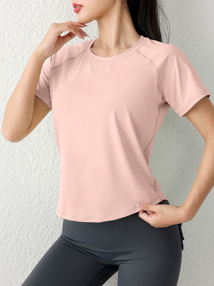 Quần áo tập thể dục chạy bộ ngoài trời mới dành cho nữ, áo thun thể thao ngắn tay, quần áo tập chạy bộ buổi sáng, áo tập yoga Pilates chuyên nghiệp