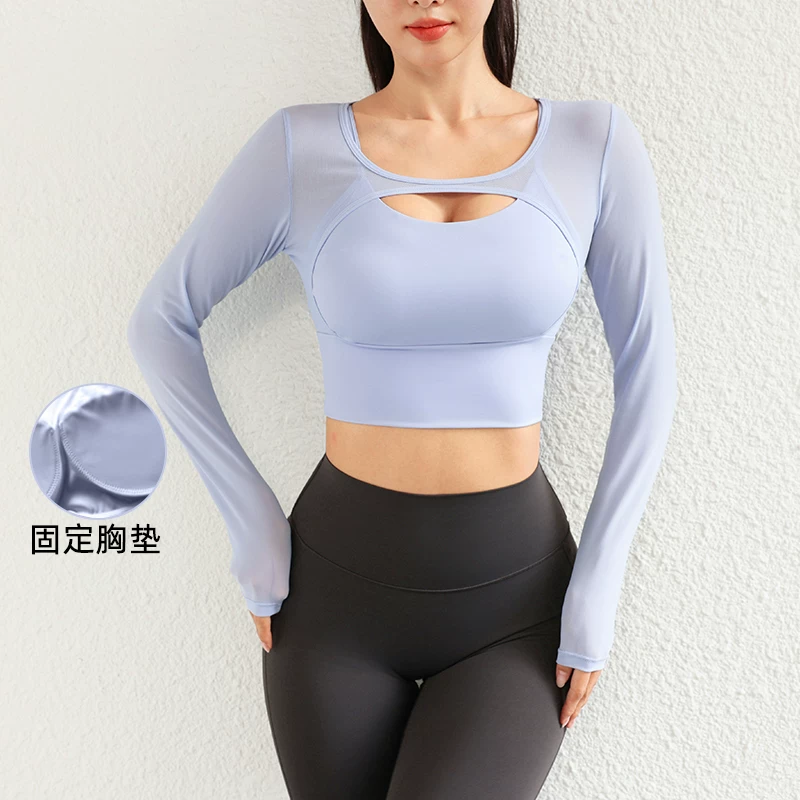 2026 phong cách mới Quần áo tập yoga chạy bộ Pilates mùa thu đông dành cho nữ có miếng đệm ngực Quần áo thể thao chống sốc