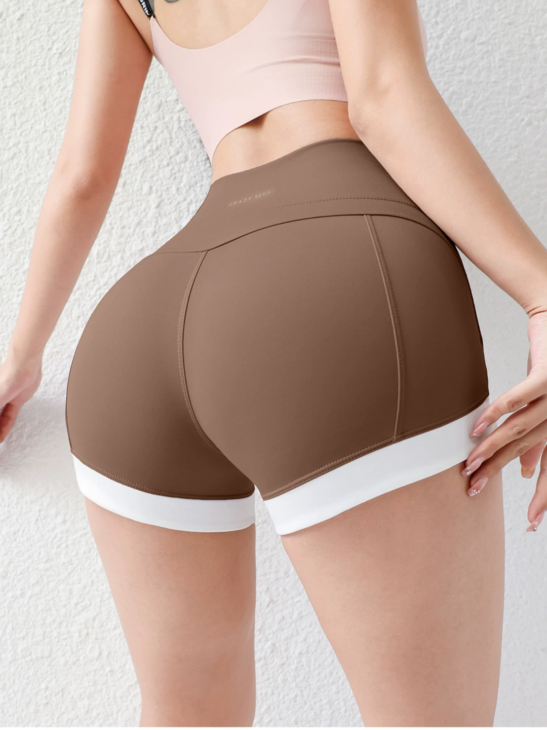 Quần short thể thao phối màu cho nữ, cạp cao, nâng mông, quần short tập thể dục nhanh khô mùa hè, áo khoác ngoài tập yoga, quần short đạp xe dài ba phần tư.