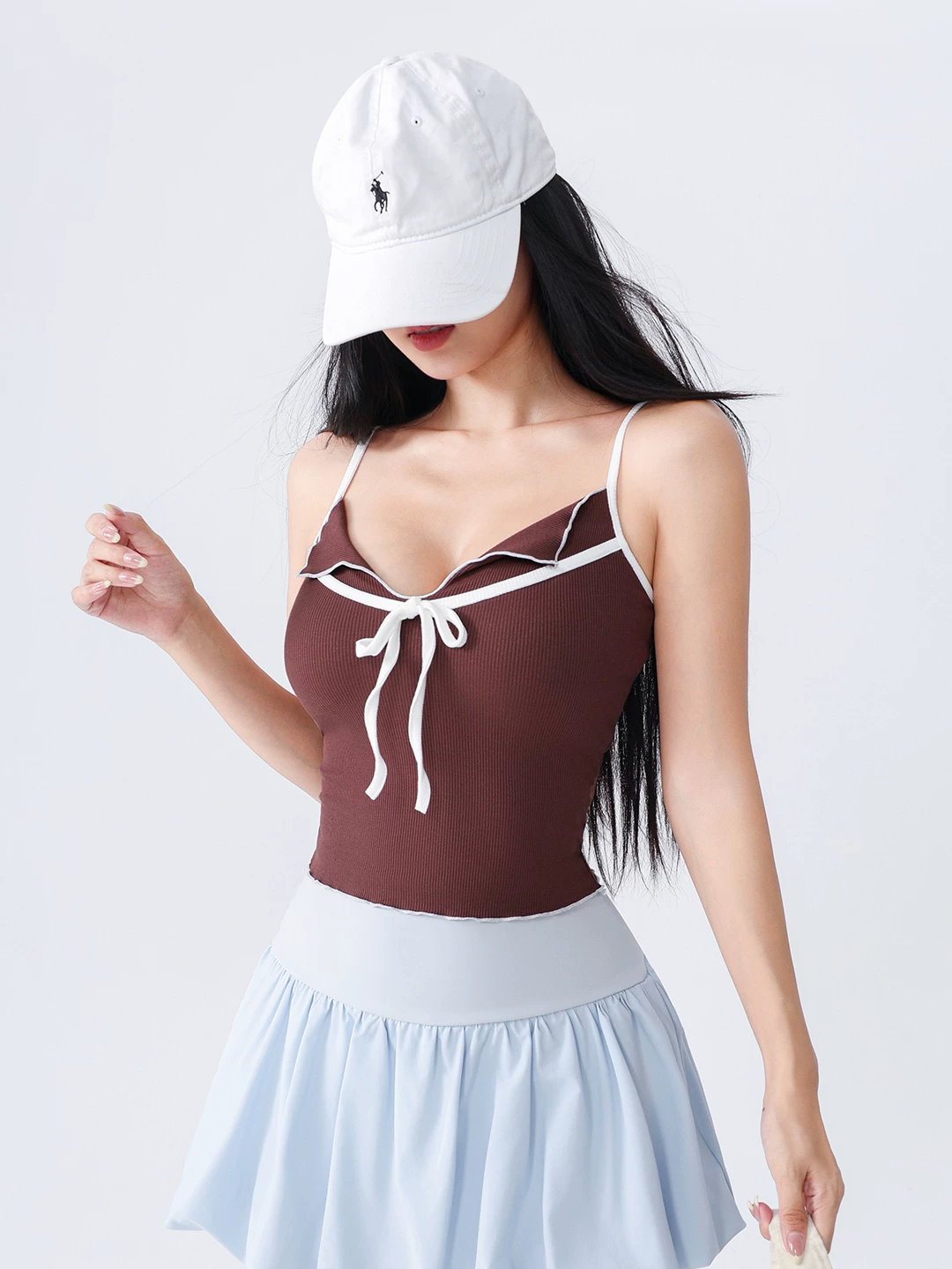 Áo tập yoga nữ gợi cảm, thiết kế khoét lưng, phối màu, nơ, kiểu mới 2026, áo ngực thể thao