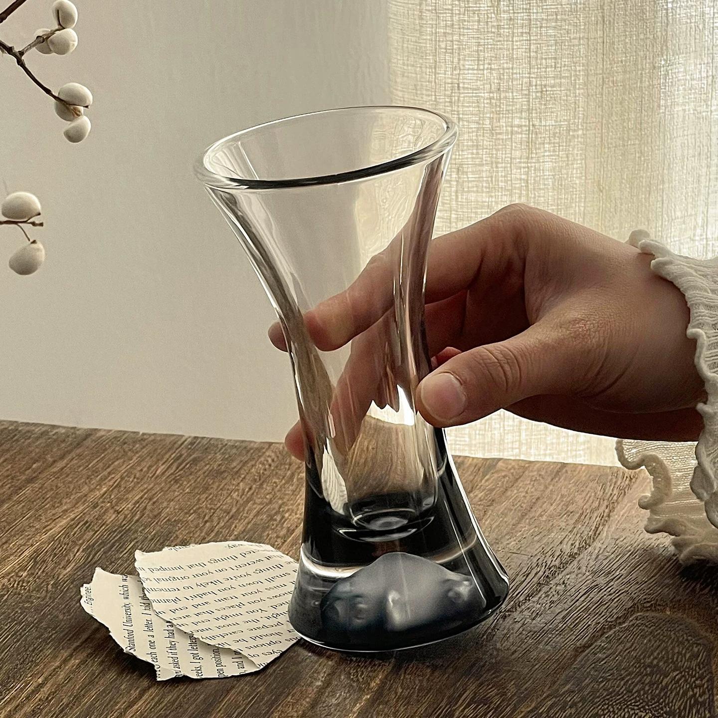 Ly thủy tinh đen mờ cao cấp, kiểu ôm eo, dùng làm ly sâm panh, ly cocktail, ly nước ép, ly nước uống lạnh