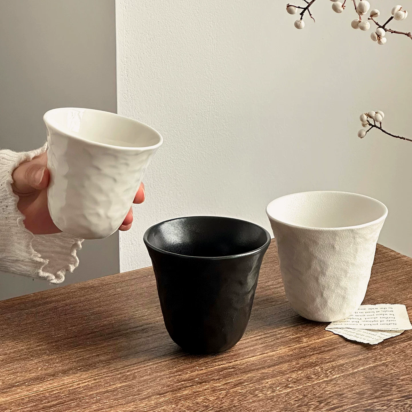 Ly cà phê gốm sứ mờ kiểu cổ điển, ly vẽ latte cầm tay, bộ đồ ăn uống trà chiều cao cấp tinh tế dùng trong nhà, ly latte