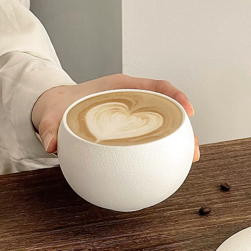 Ly trứng gốm sứ họa tiết đá mờ cổ điển, ly cà phê, ly latte cầm tay, ly cappuccino, ly latte art, ly trà chiều