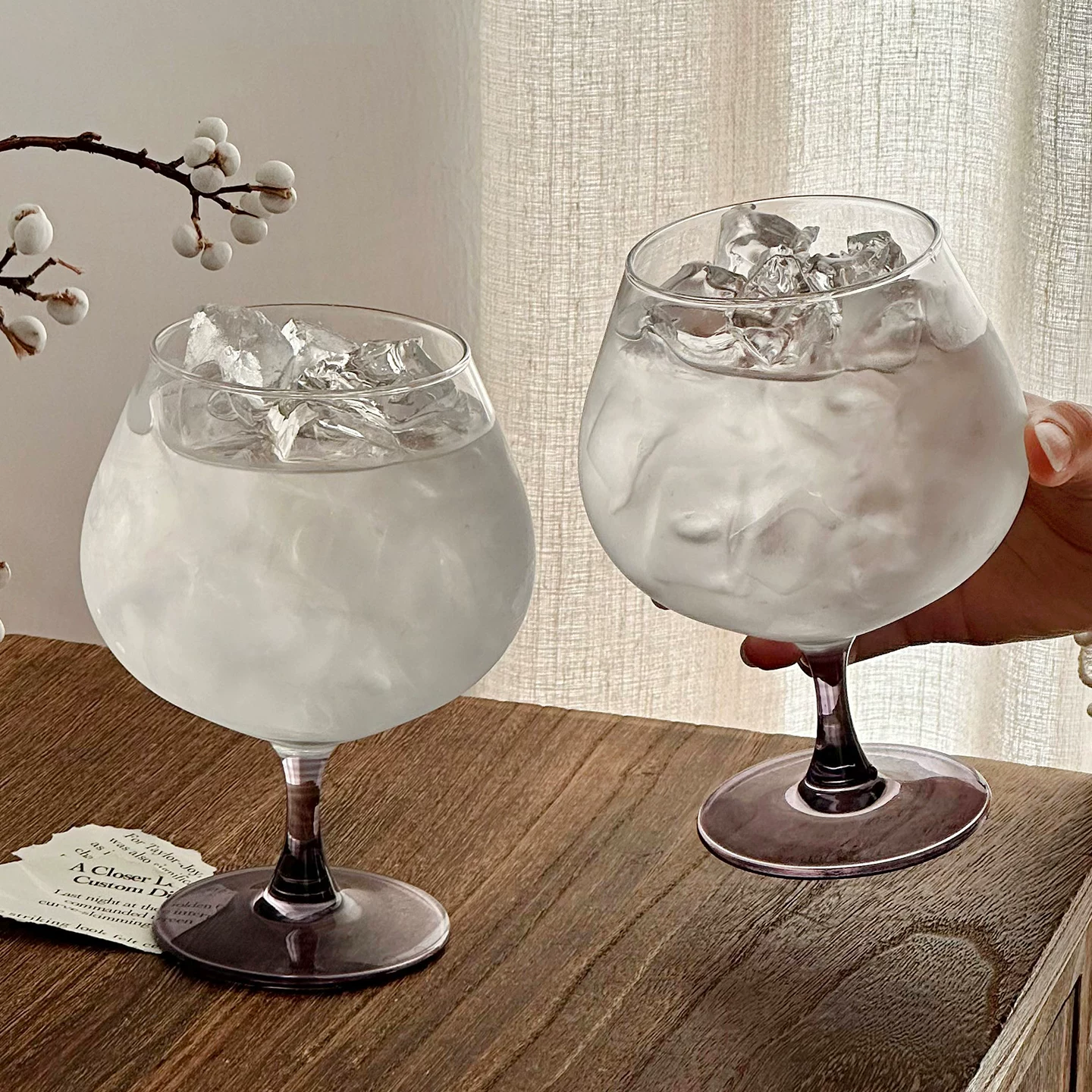 Cốc thủy tinh lớn, ly màu tím, ly rượu vang đỏ gia dụng, ly rượu mạnh, ly rượu, cốc nước trái cây dễ thương