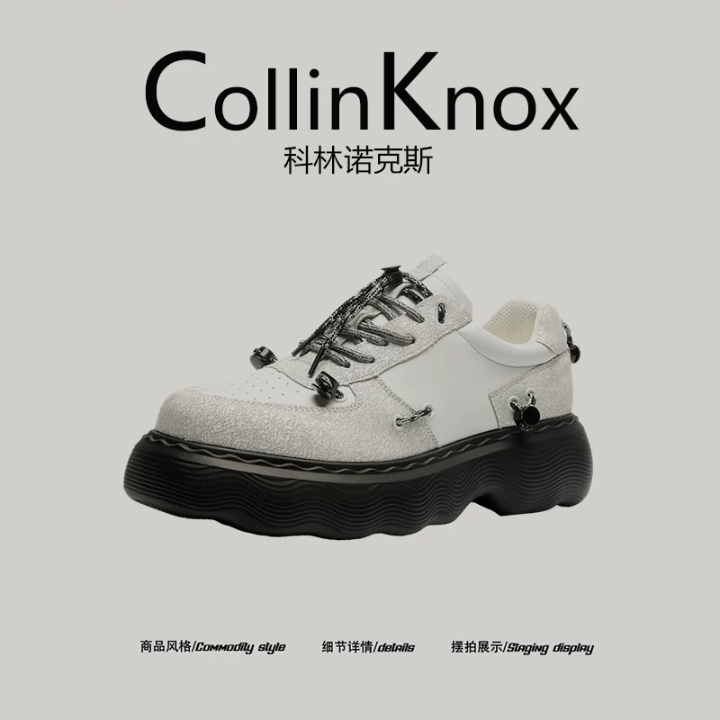 【Phong cách đường phố thời thượng】Giày CollinKnox 2025 mùa thu mới hợp thời trang dành cho nam giới, giày thể thao màu trắng kiểu dáng đa năng phối màu.