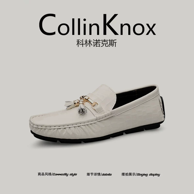 [Da thật cao cấp] Giày da nam CollinKnox 2026 mới mùa xuân, giày lười họa tiết cá sấu cỡ lớn