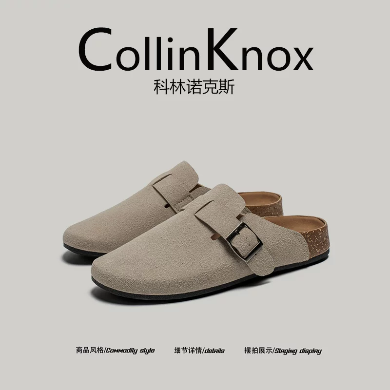 [Chụp lại phong cách lười biếng] Giày Birkenstock nửa mũi nam mùa hè mới của CollinKnox 2026 giày nam thông thường