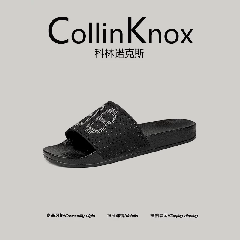 [Sản phẩm hot được ưa chuộng] Dép lê đính kim cương kiểu dáng mùa hè mới CollinKnox2025 dành cho nam, có thể mang ở nhà và ngoài trời