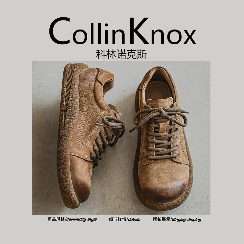 [Da thật cao cấp] Giày thường ngày chống mài mòn CollinKnox 2026 mùa xuân mới dành cho nam giới có mũi giày rộng và form rộng.