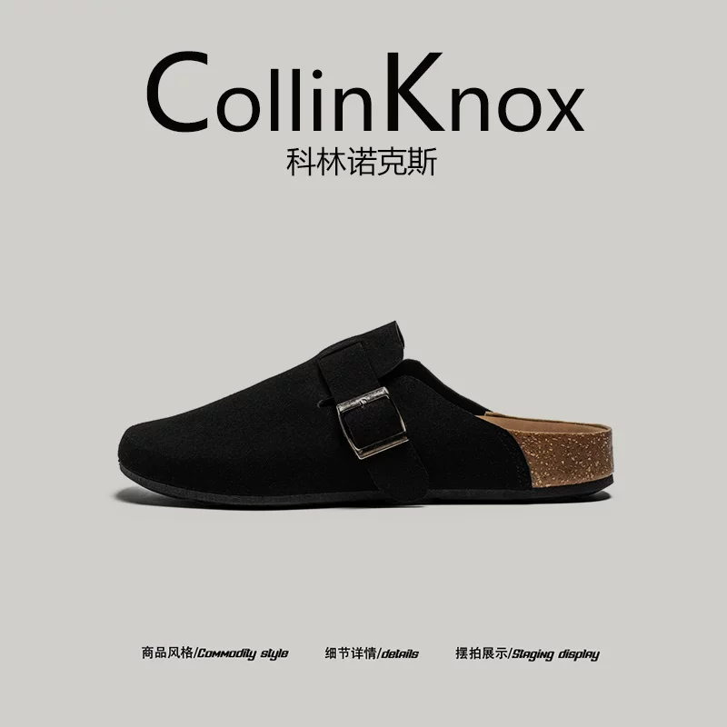 [Chụp lại phong cách lười biếng] Giày Birkenstock nửa mũi nam mùa hè mới của CollinKnox 2026 giày nam thông thường