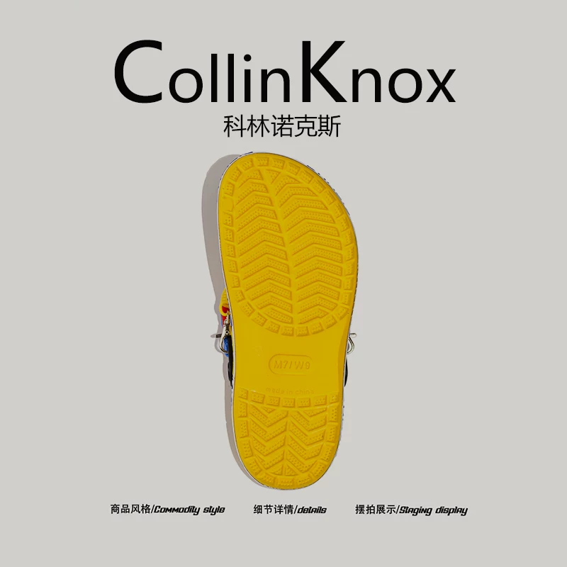 [Được yêu thích của những người dẫn đầu xu hướng] CollinKnox 2026 Dép nam mới mùa hè 2026 màu vàng - Dép bít mũi hợp thời trang.