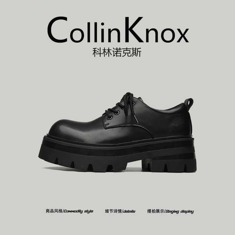 【Phong cách trưởng thành nhẹ nhàng】CollinKnox 2026 Giày da đen đế dày mới mùa xuân 2026 Giày Derby nam kiểu Anh
