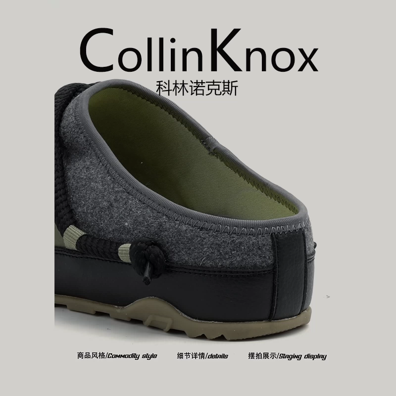 【Chất lượng sang trọng nhẹ nhàng】CollinKnox 2025 Mùa hè mới phong cách Nhật Bản Dép nửa gót kiểu Niche dành cho nam giới Dép mũi kín
