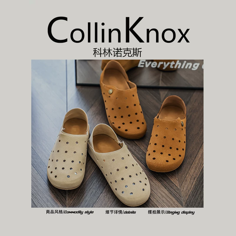 [Sảng khoái và thoáng khí] Giày Birkenstock rỗng kiểu mùa hè mới của CollinKnox2025 dành cho nam, giày lười cỡ lớn