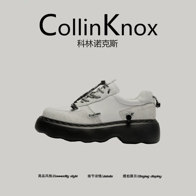 【Phong cách đường phố thời thượng】Giày CollinKnox 2025 mùa thu mới hợp thời trang dành cho nam giới, giày thể thao màu trắng kiểu dáng đa năng phối màu.