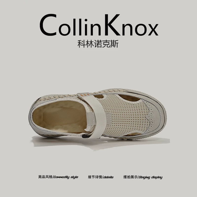 [Da thật chất lượng cao] Giày đi nước cỡ lớn dành cho nam mùa hè 2026 của CollinKnox với phần trên bằng lưới Velcro