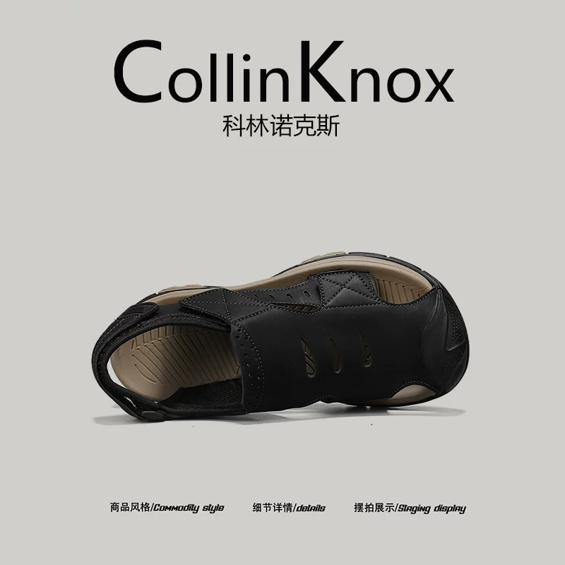 [Họa tiết da thật] Dép sandal kiểu mới mùa hè 2026 của CollinKnox dành cho nam, giày đi biển nhẹ, chống trượt