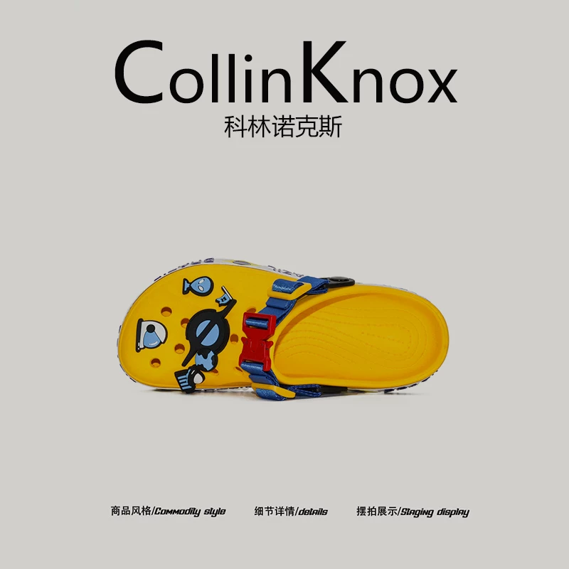 【Màu sắc hợp thời trang】CollinKnox2025 giày đi biển theo chủ đề không gian mùa hè mới dành cho nam với màu sắc tương phản
