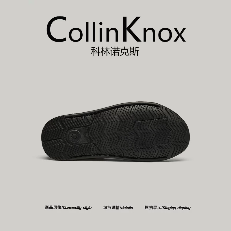 [Chất lượng da thật] CollinKnox 2026 Mùa hè mới Giày đi biển cỡ lớn dành cho nam Dép La Mã tối giản