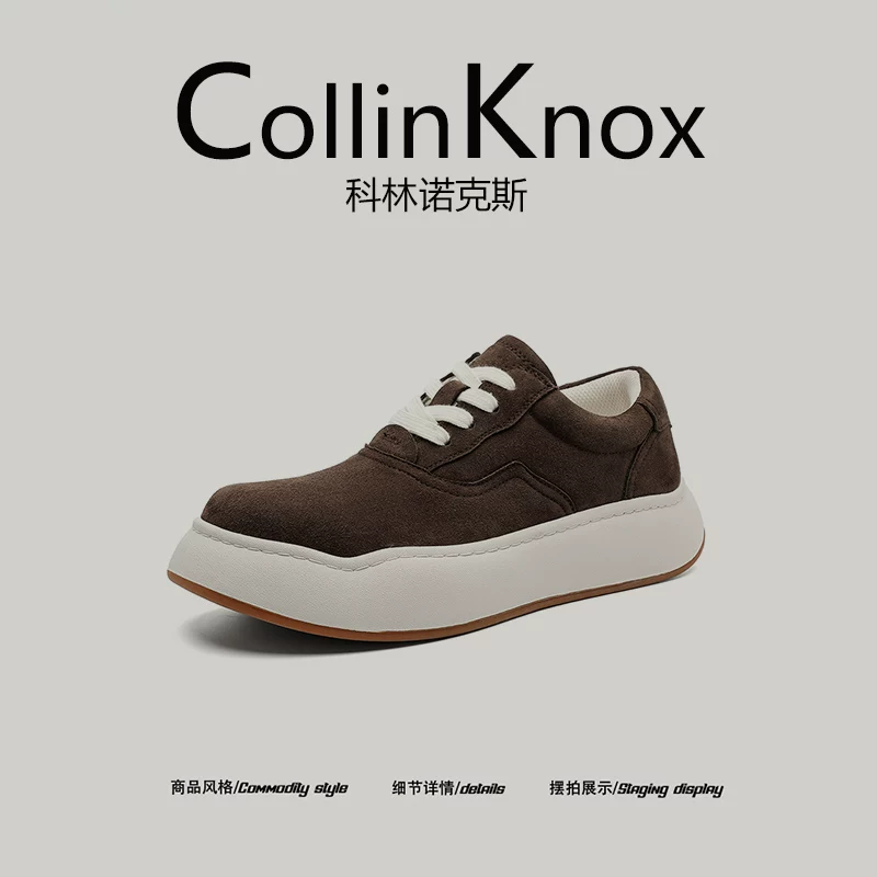 【Chất lượng da thật】Giày thể thao đế dày mới mùa xuân 2026 của CollinKnox dành cho nam và nữ, giày mũi to đa năng.