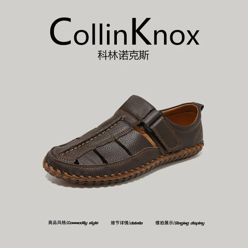 [Chất lượng da thật] Dép nam CollinKnox 2026 mùa hè mới cỡ lớn được khâu rỗng.