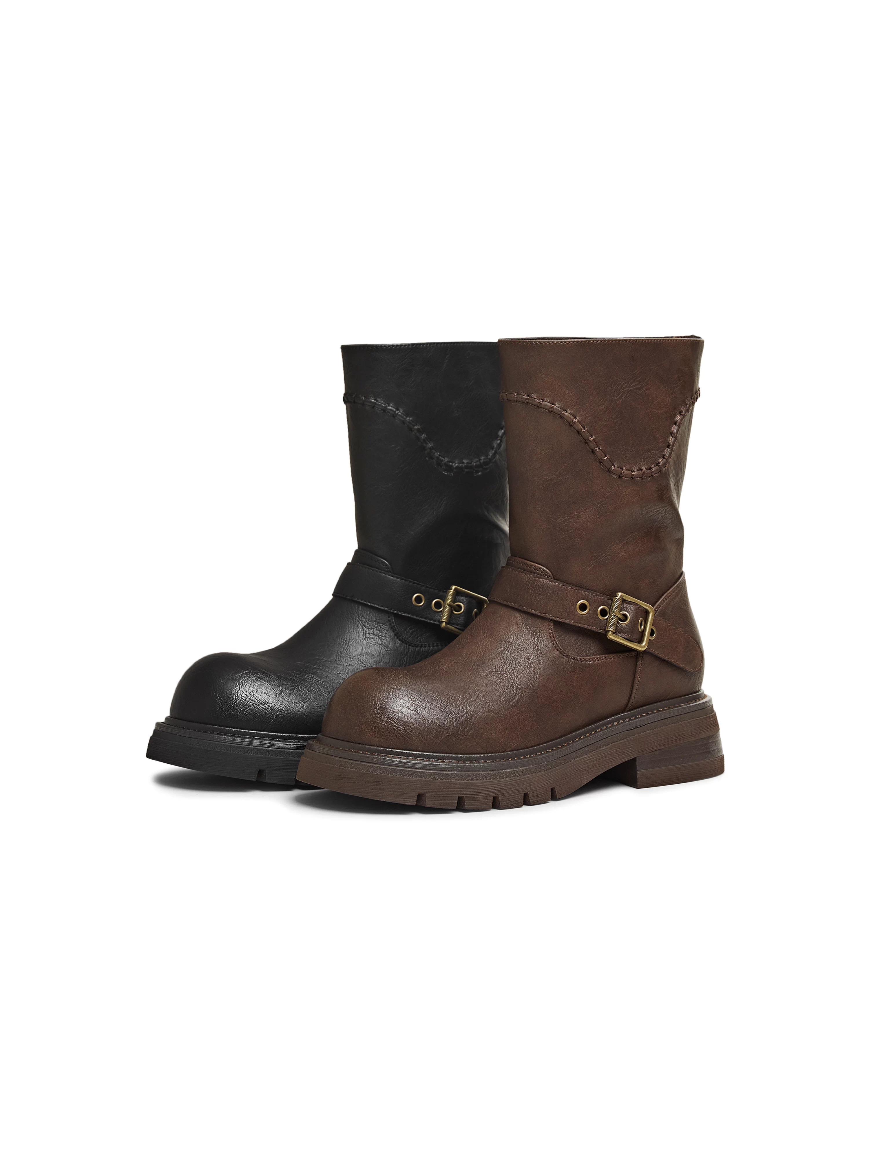 Giày bốt cổ cao kiểu Tây retro Tianmeiyi đế dày, bốt ngắn, bốt hiệp sĩ, bốt dài, giày nữ, bốt thời trang cao cổ, kiểu mới mùa đông 2025