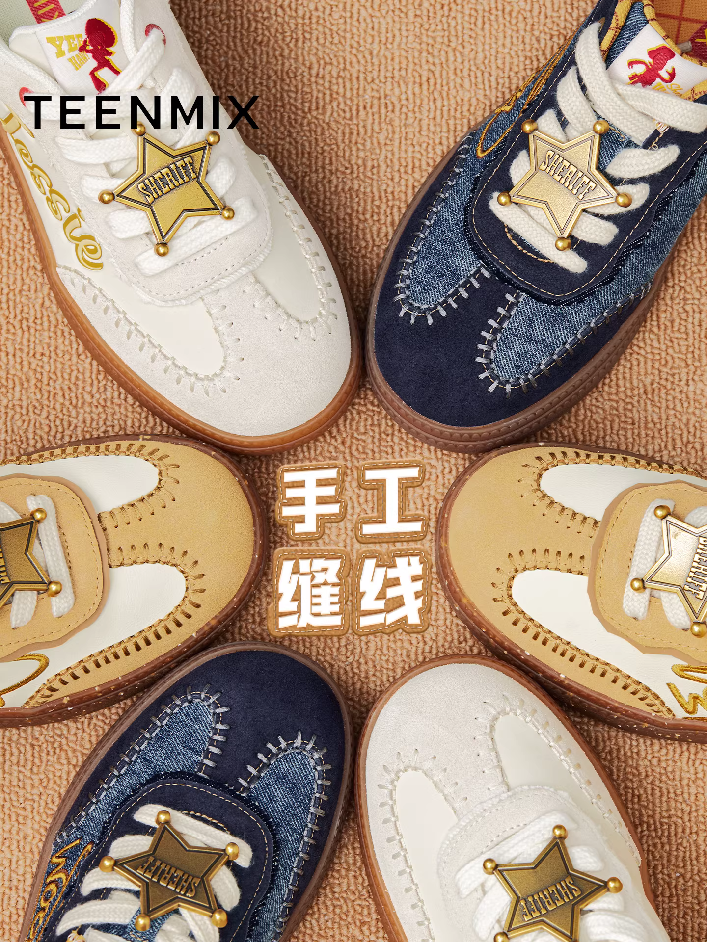 Zhang Yuxi Tianmeiyi Toy Story hợp tác với giày tập luyện đế dày lót lông cừu thủ công của Đức Giày thể thao mới dành cho nam và nữ