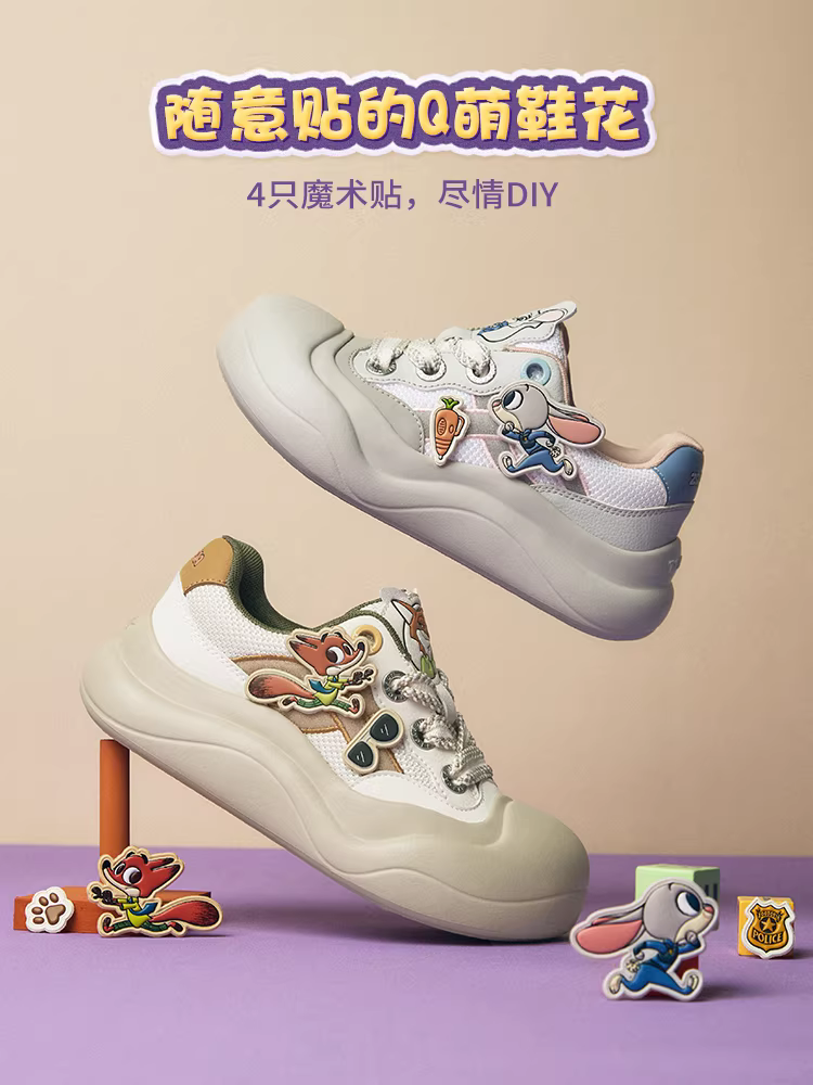 Tianmeiyi Zootopia Collaboration Sticker Giày sang trọng Giày thể thao đế dày đầu to dễ thương dành cho nữ mùa xuân