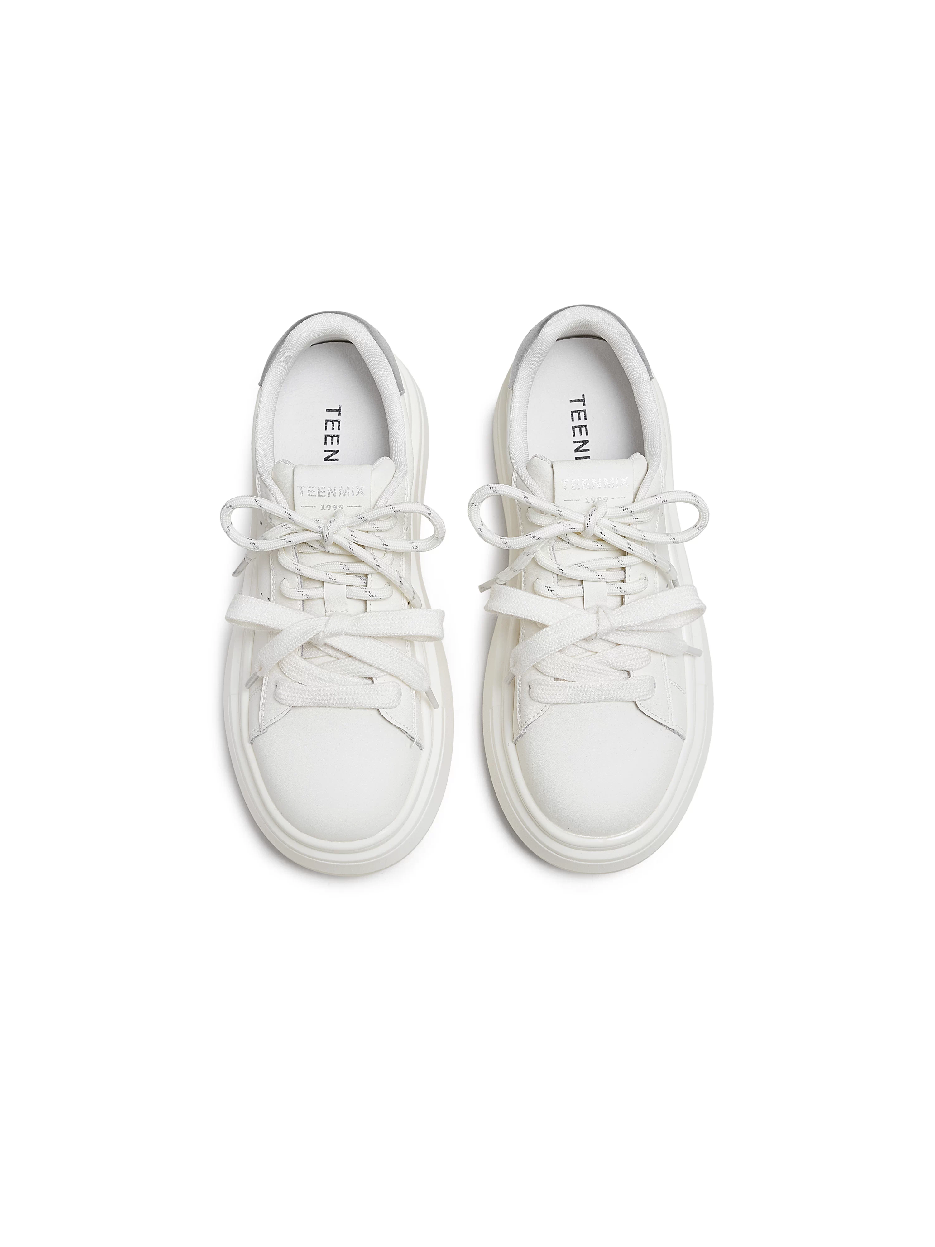 Giày thể thao nữ Tianmeiyi đế dày tăng chiều cao, dây giày đôi, màu trắng, kiểu dáng thể thao, mùa thu 2025, mẫu mới KB089CM5