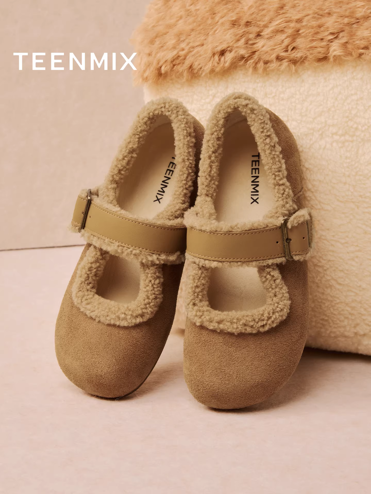 Giày lông dày đế dày Tianmeiyi, giày cotton, ủng tuyết nữ, bốt ngắn, mẫu mới mùa đông 2025 KMZ26DQ5