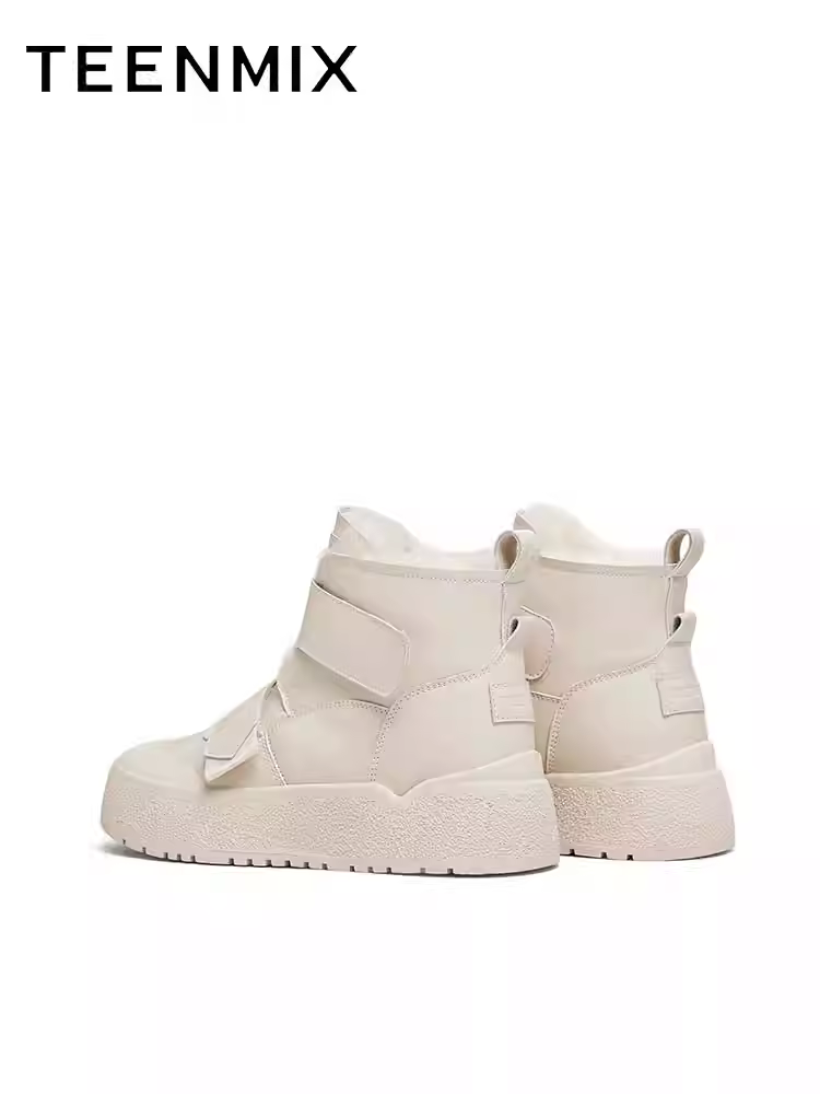 Tianmeiyi đế dày tăng chiều cao ấm áp lót lông cừu giày bốt đi tuyết giày cotton nữ bốt ngắn mùa đông mẫu mới BK751DD4