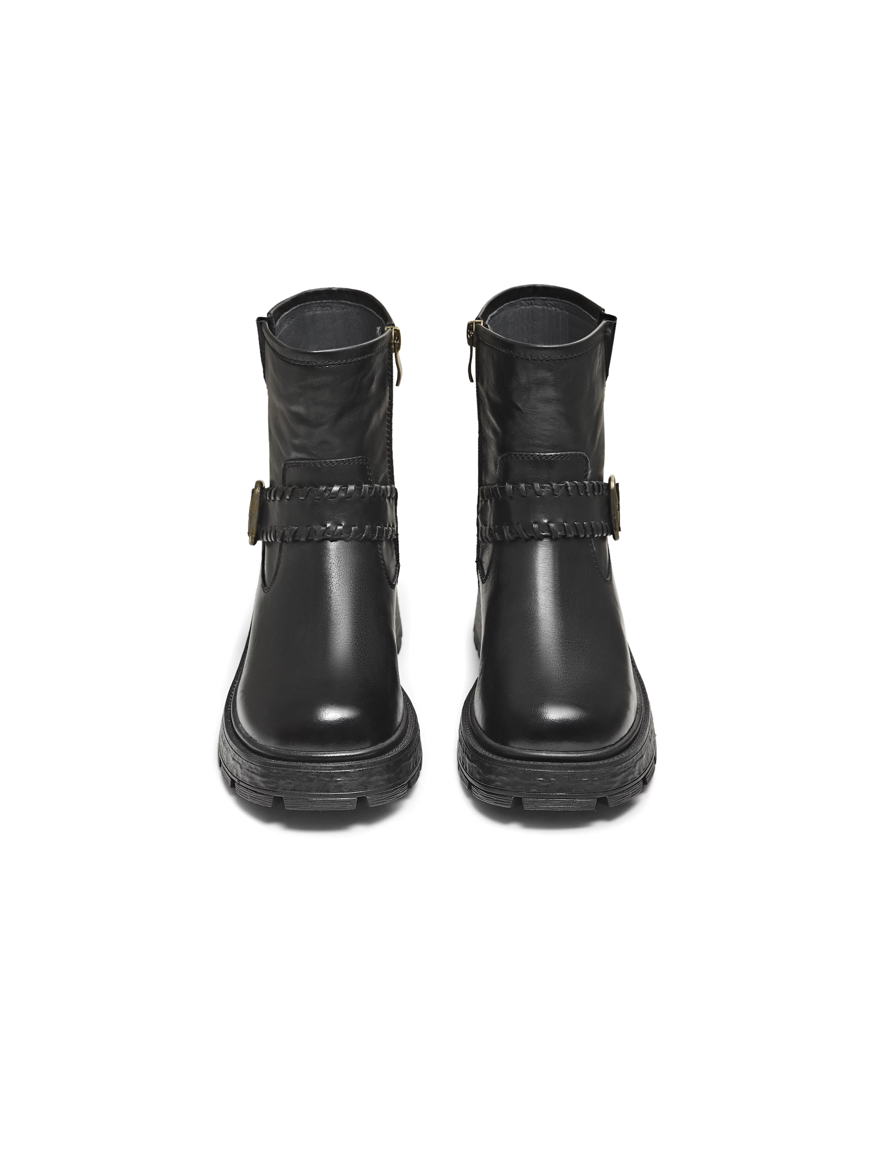 Giày bốt cao cổ đế dày kiểu cổ điển Tianmeiyi, giày bốt thời trang tăng chiều cao, giày nữ, giày bốt ngắn thường ngày, giày bốt da, kiểu mới mùa đông 2025