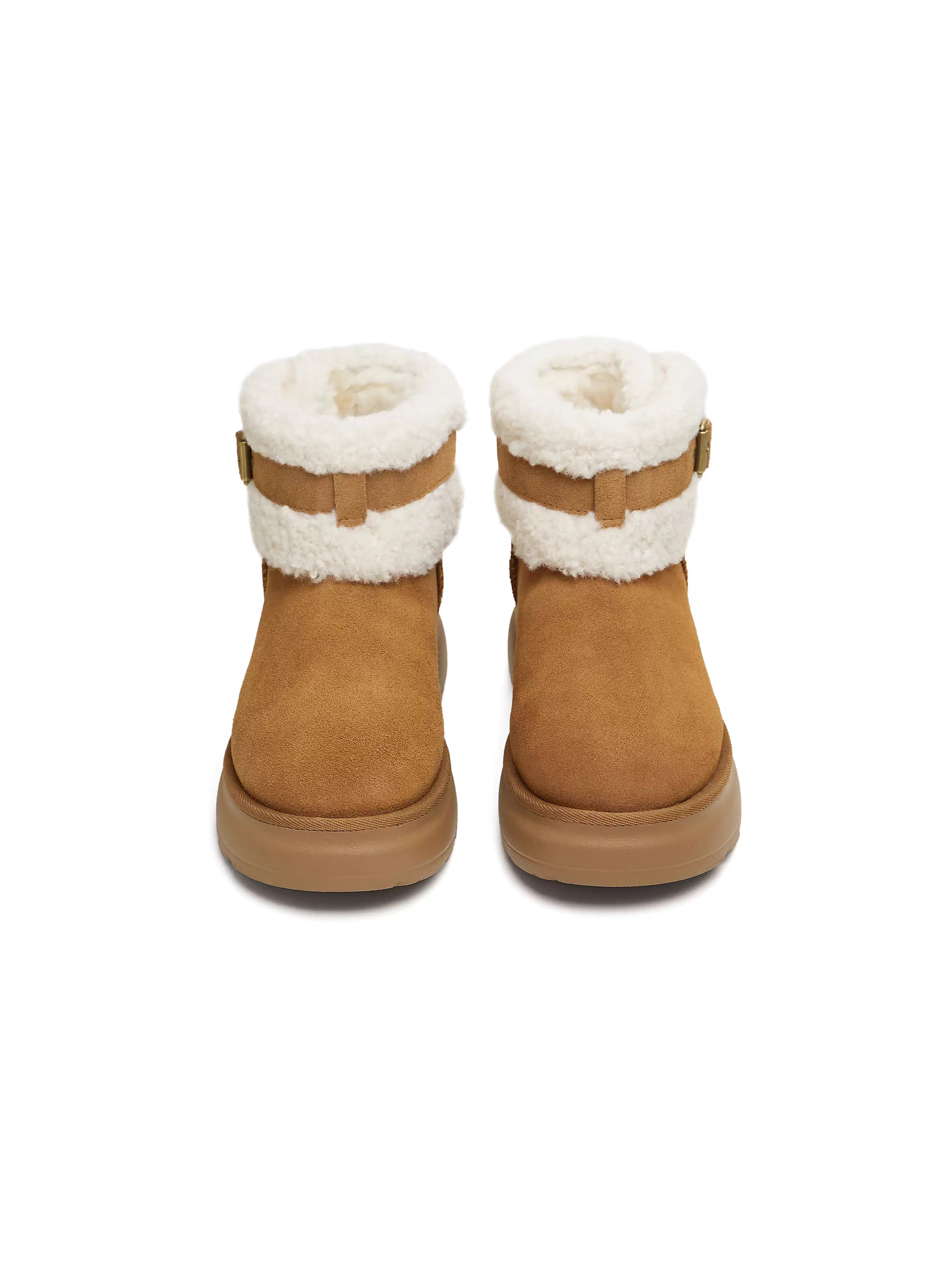 Giày bốt tuyết giữ ấm lót lông cừu đế dày tăng chiều cao Tianmeiyi, giày bốt ngắn nữ thời trang mùa đông 2025 mẫu mới CE742DD5