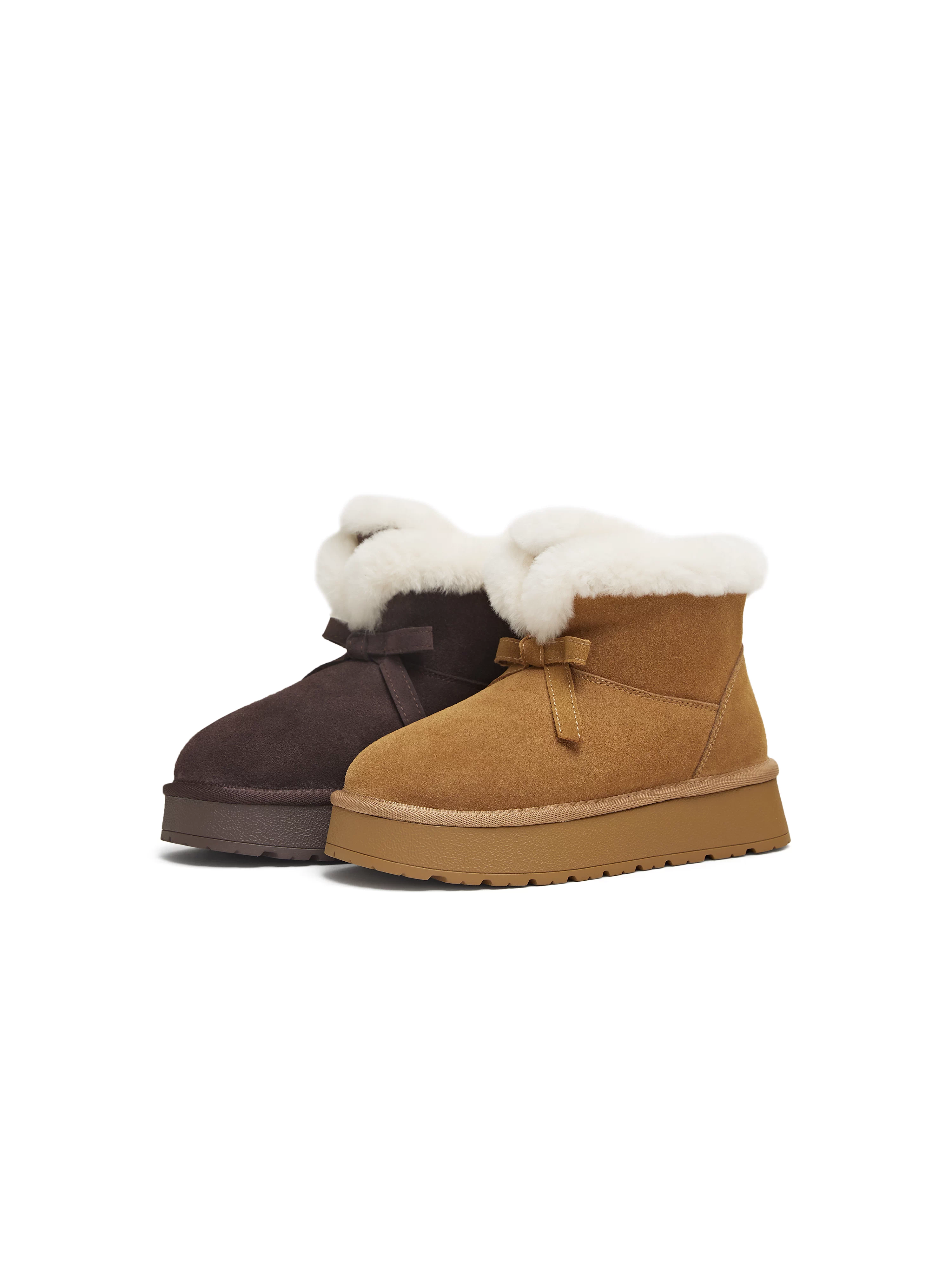 Giày bốt đi tuyết ấm áp có lót lông cừu Tianmeiyi giày bốt đế dày đế dày dành cho nữ 2025 mùa đông mẫu mới KXD61DD5