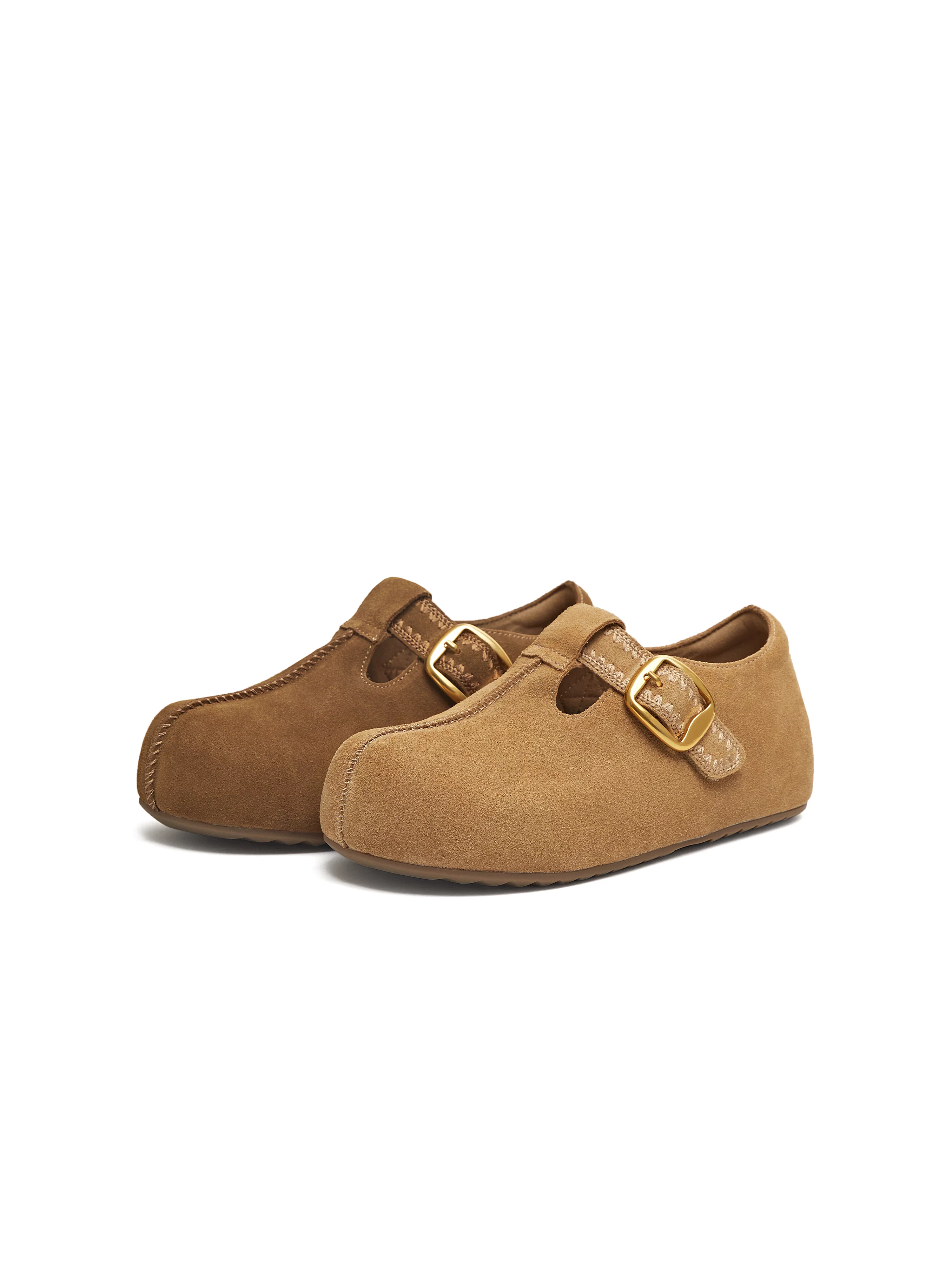 Giày Birkenstock đế dày tăng chiều cao kiểu retro Tianmeiyi có lớp lót lông mềm, giày vải, giày thường ngày nữ, mẫu mới thu đông 2025.