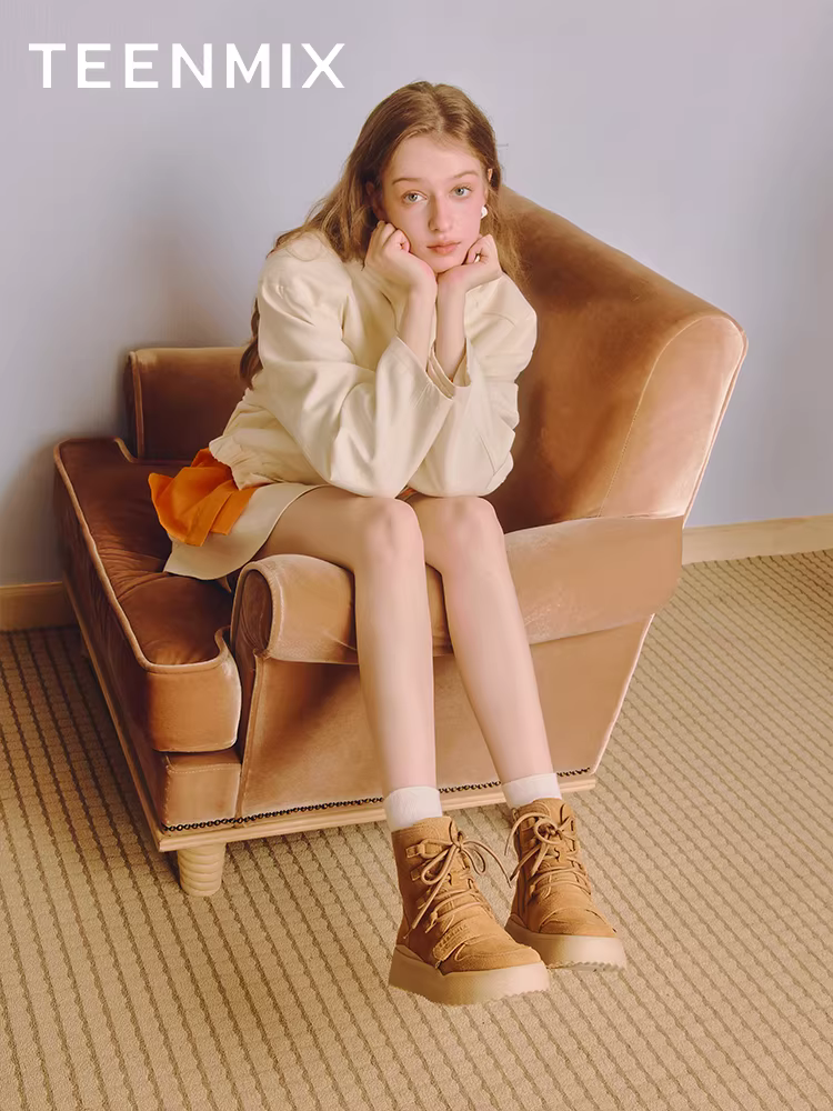 Tianmeiyi giải trí ngoài trời lót lông cừu ấm áp giày đi tuyết giày cotton nữ đế dày giày bốt ngắn mùa đông mẫu mới CPP46DD4