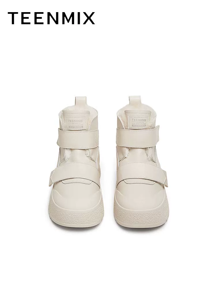 Tianmeiyi đế dày tăng chiều cao ấm áp lót lông cừu giày bốt đi tuyết giày cotton nữ bốt ngắn mùa đông mẫu mới BK751DD4