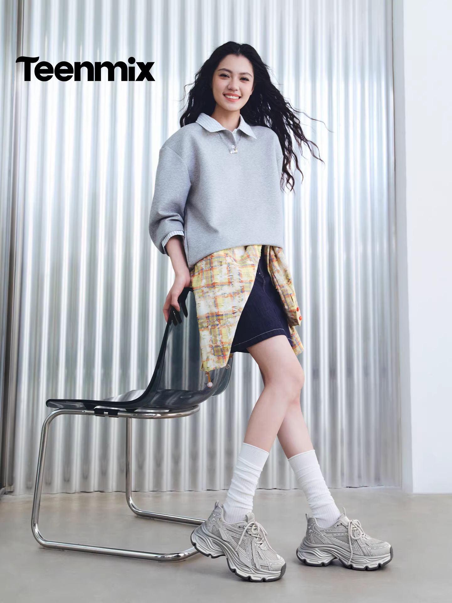 Giày thể thao đế dày tăng chiều cao Tianmeiyi màu bạc dành cho nữ giày thường ngày phong cách retro mùa xuân 2026 mẫu mới BM521AM6